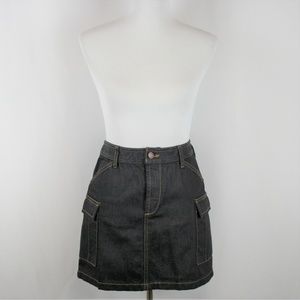 Club Monaco Rustic Dark Wash Denim Mini Skirt